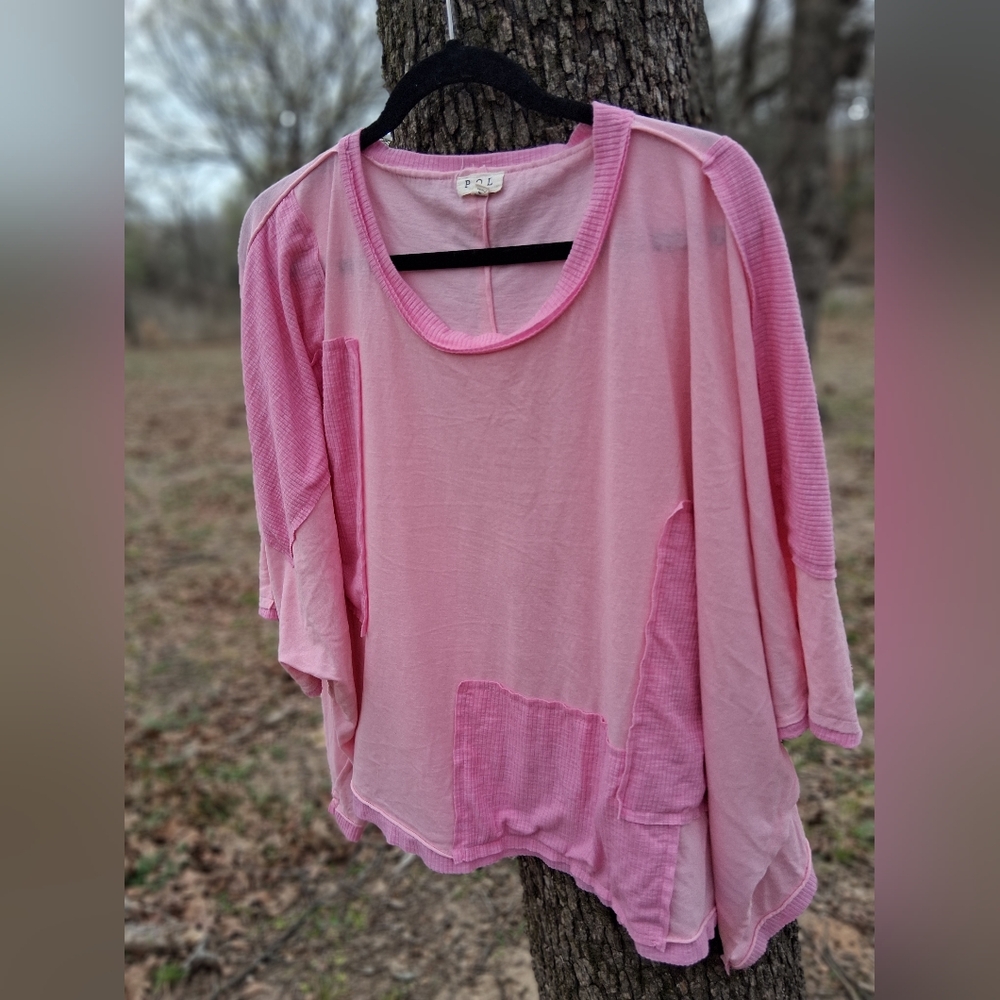 POL Pink Patchwork Blouse